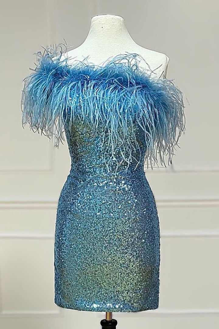 feather cocktail dress